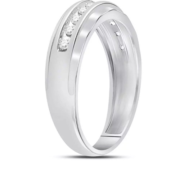 10kt White Gold Diamond Wedding Band Ring 1/4 Cttw - Picture 4 of 9
